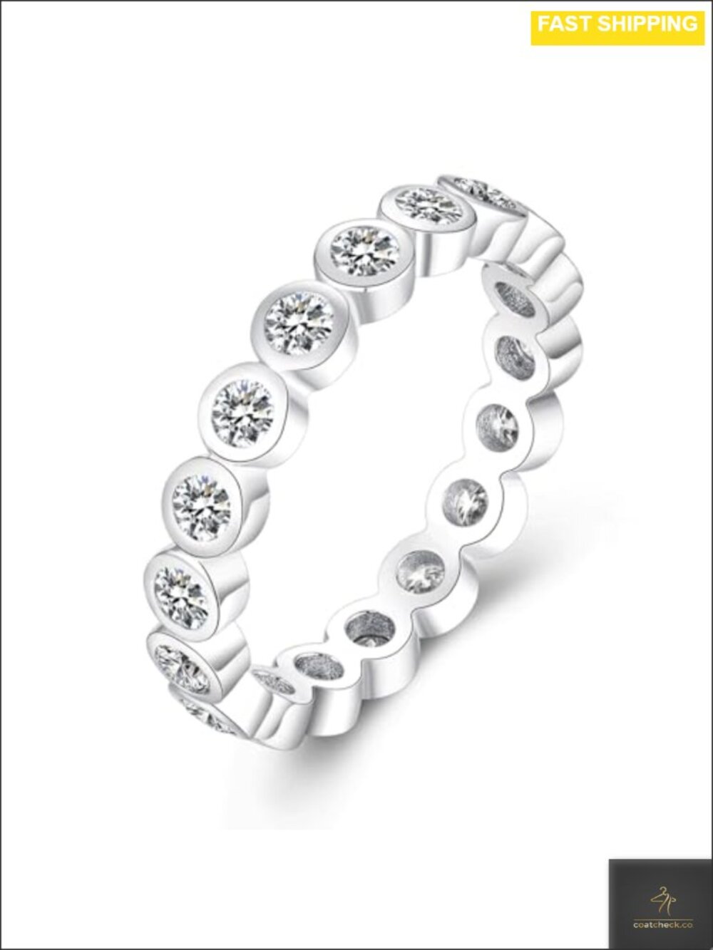 Bezel Bubble Moissanite Wedding Band 925 Sterling Silver Ring